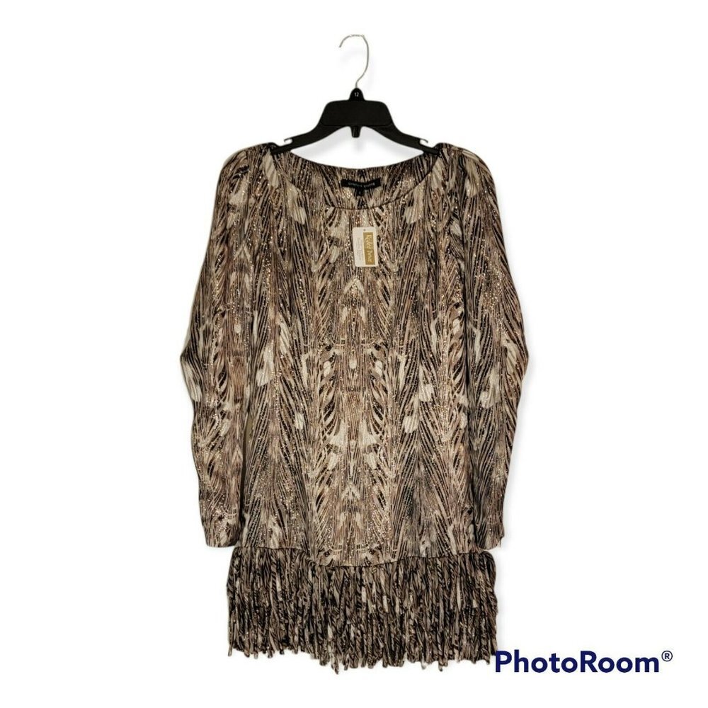 Cynthia Steffe Brown Multicolor Gold Ally Dress Size 6